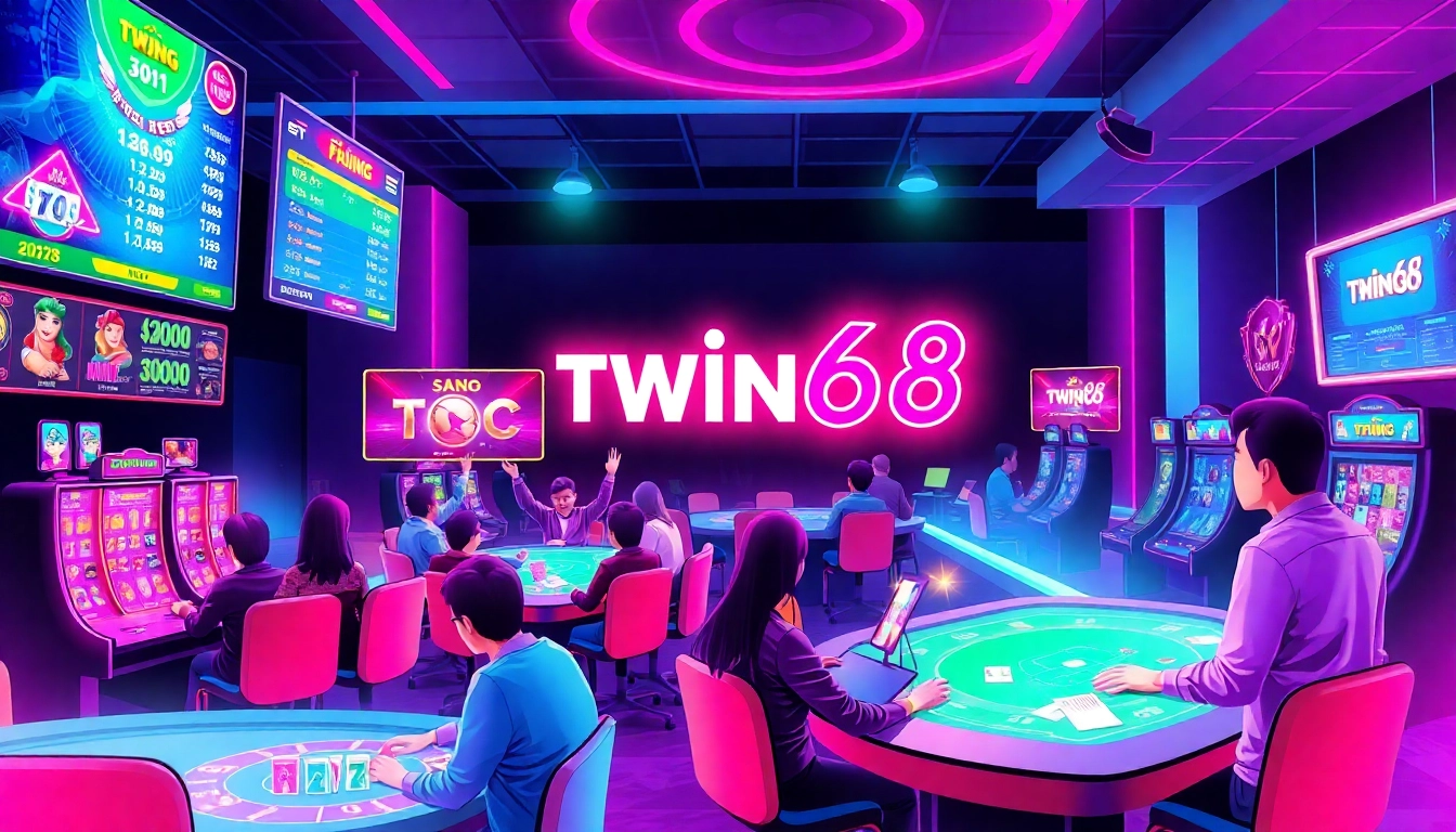 Engaging gamers at cổng game twin68 in a vibrant online casino setting.