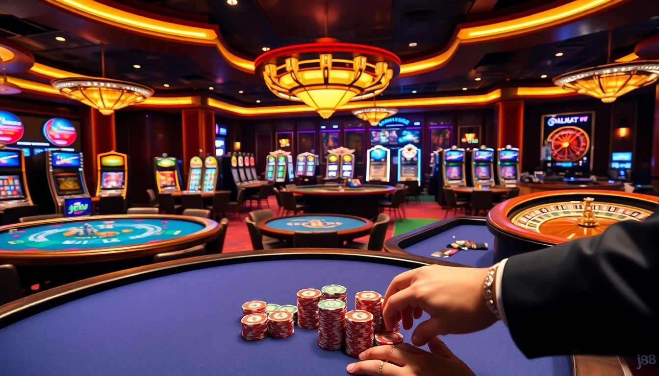 Experience high-stakes gaming at Link J88 with vibrant casino tables and professional dealers.
