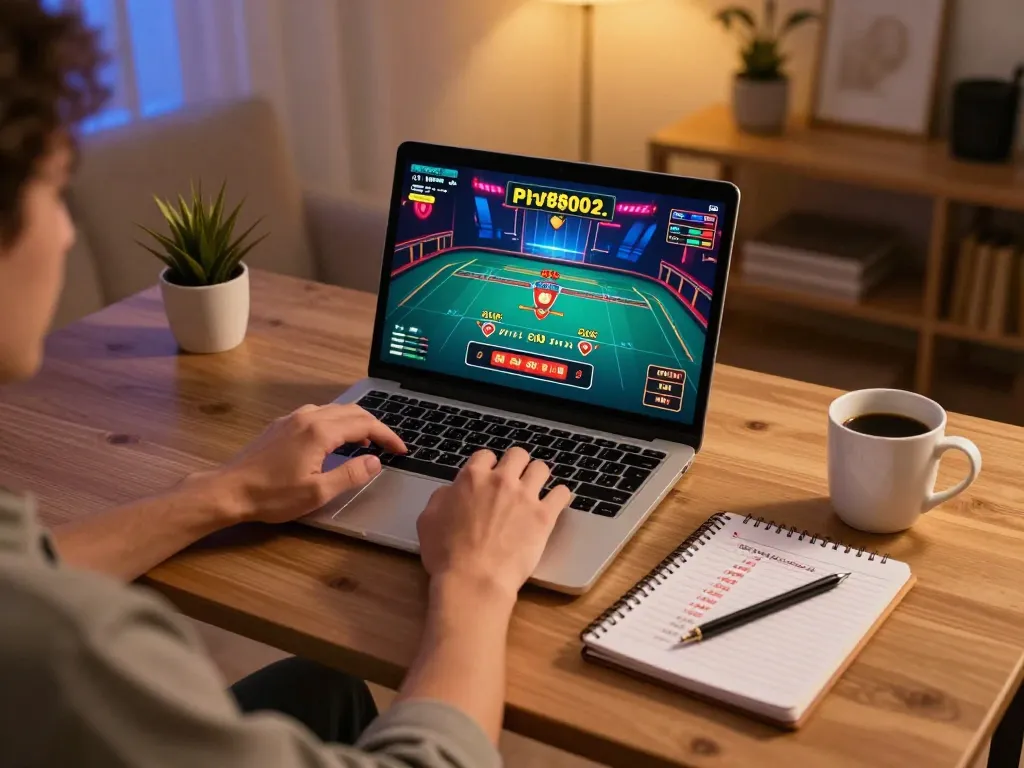 Engaging in online gambling at ww88 with live dealer games displayed on laptop.