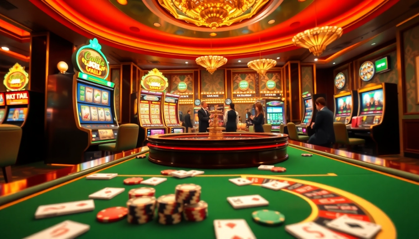 A dynamic online casino experience showcasing tt88.com with vibrant casino tables, chips, and an immersive atmosphere.