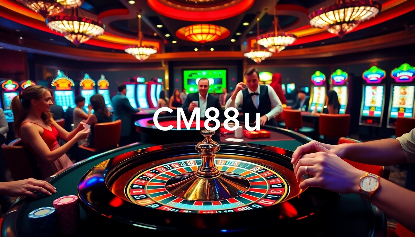 Engaging roulette action in a luxury casino environment showcasing CM88u chip designs.