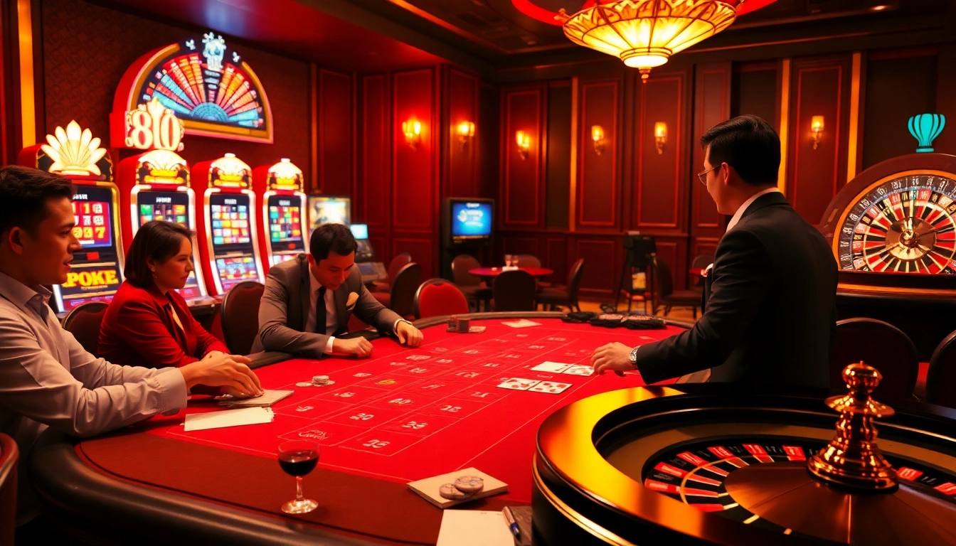 Experience the thrill of high-stakes gaming at Nhà cái xin88 with vibrant casino scenes and exciting gameplay.
