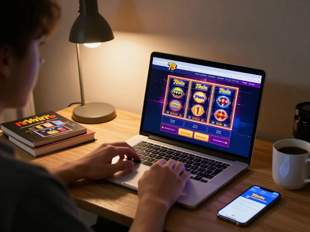 Engaging online gaming setup showcasing 78win's vibrant interface and personal gaming atmosphere.