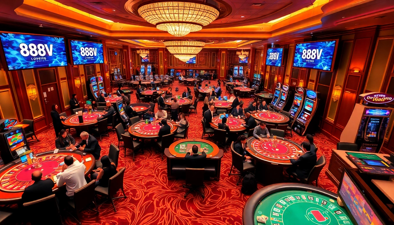 Experience the vibrant gaming action at https://188v.bz/ with luxurious casino tables, thrilling games, and engaging players.