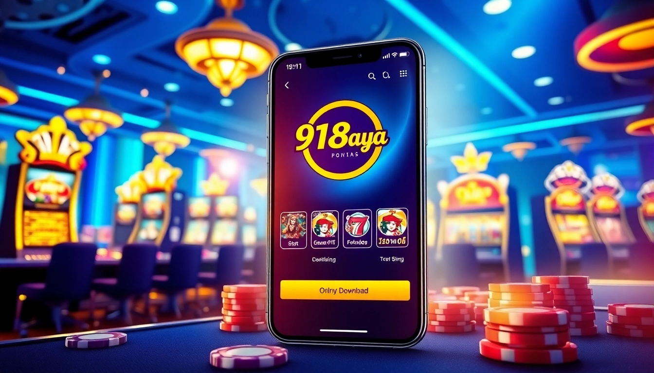 Experience the excitement of 918kaya Download with vibrant casino visuals and engaging slot games.