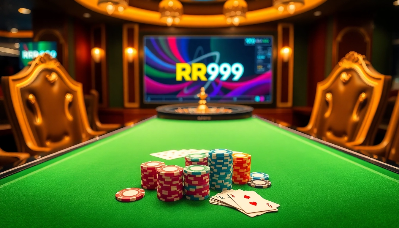 Experience the thrill of betting at https://rr99.uk.com/ with vibrant poker chips and a roulette wheel.