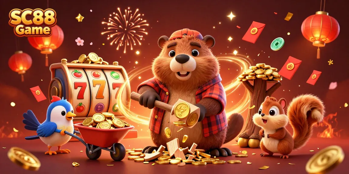 Experience the thrill of SC88 Game with a vibrant depiction of 3D characters celebrating in a golden casino.