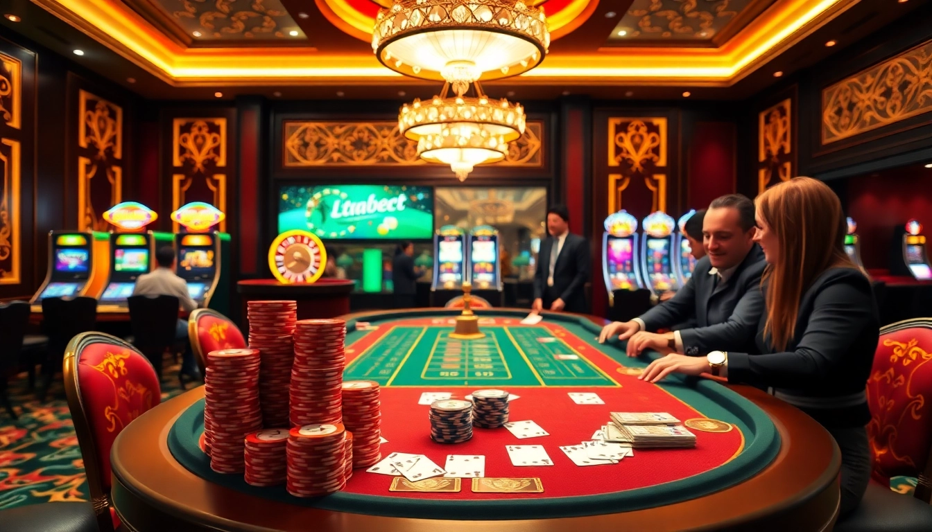 Experience the luxury of thabet.com with dynamic gaming scenes at an online casino.
