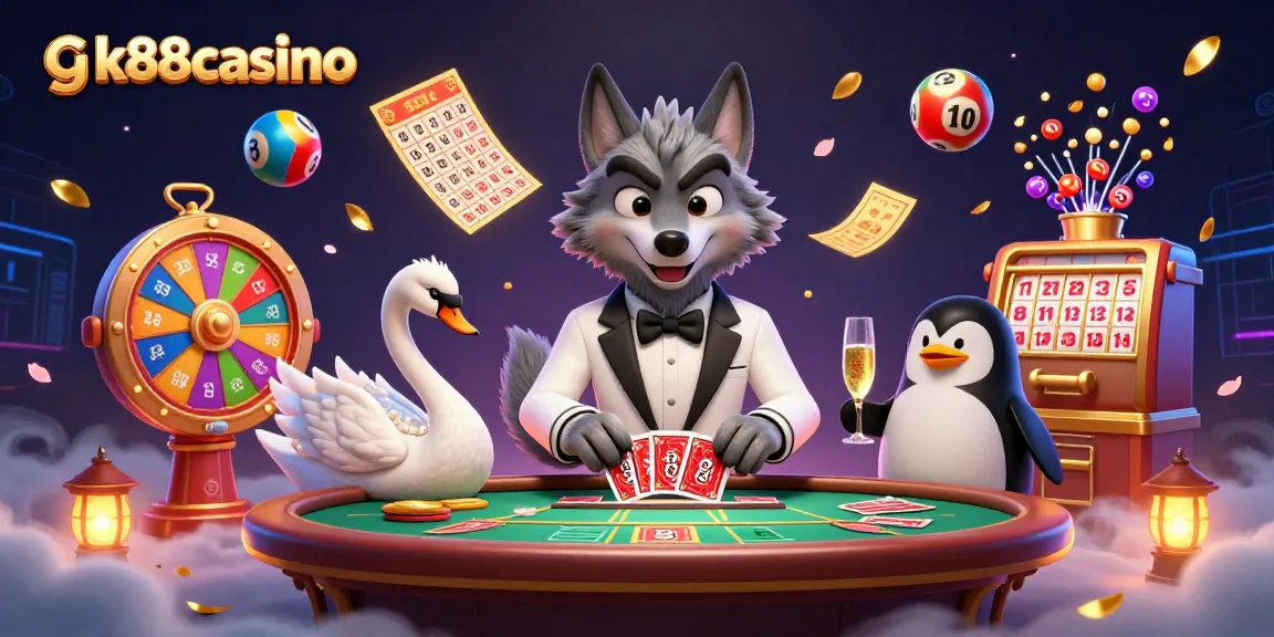 Experience thrilling wins at gk88casino with a vibrant illustration of a baccarat scene featuring unique characters.