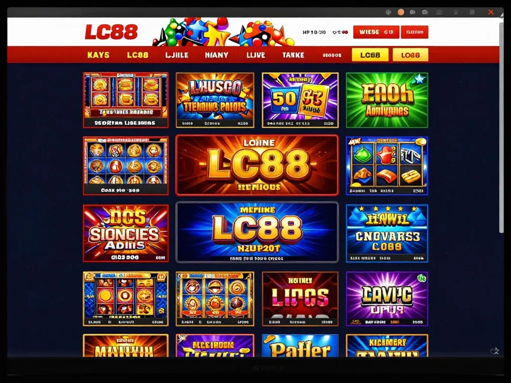 Engaging scene of LC88 online casino homepage showcasing various games and promotions.