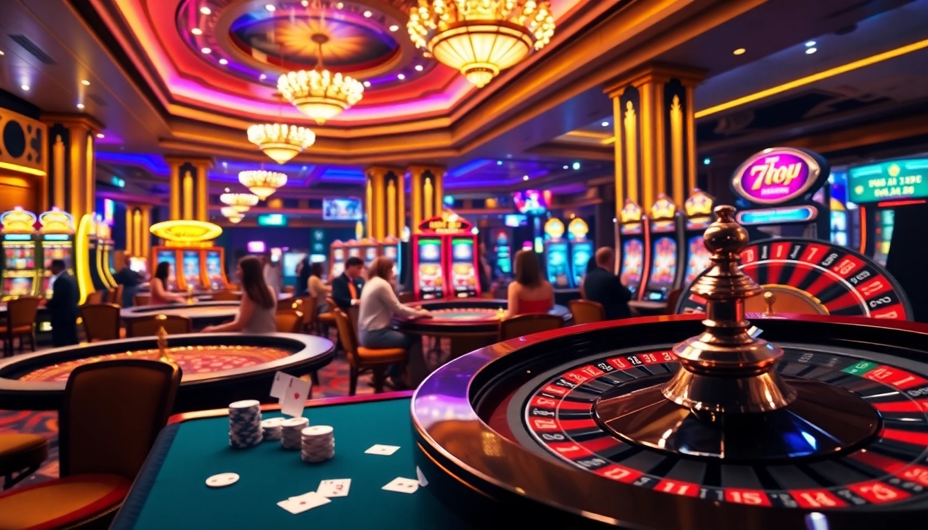 Players engaging in thrilling roulette and slots at 789 bet casino, surrounded by luxury.