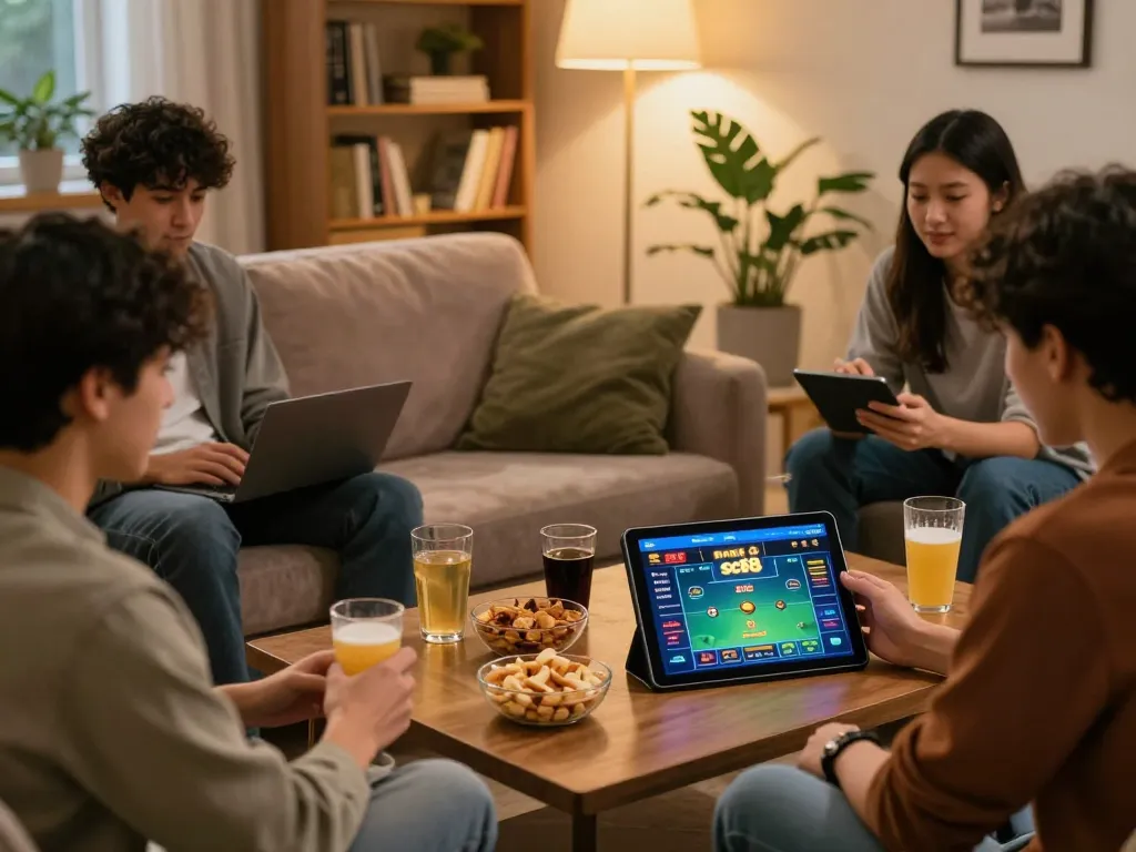 Players exploring betting options on sc88 in a cozy home environment during an engaging gaming session