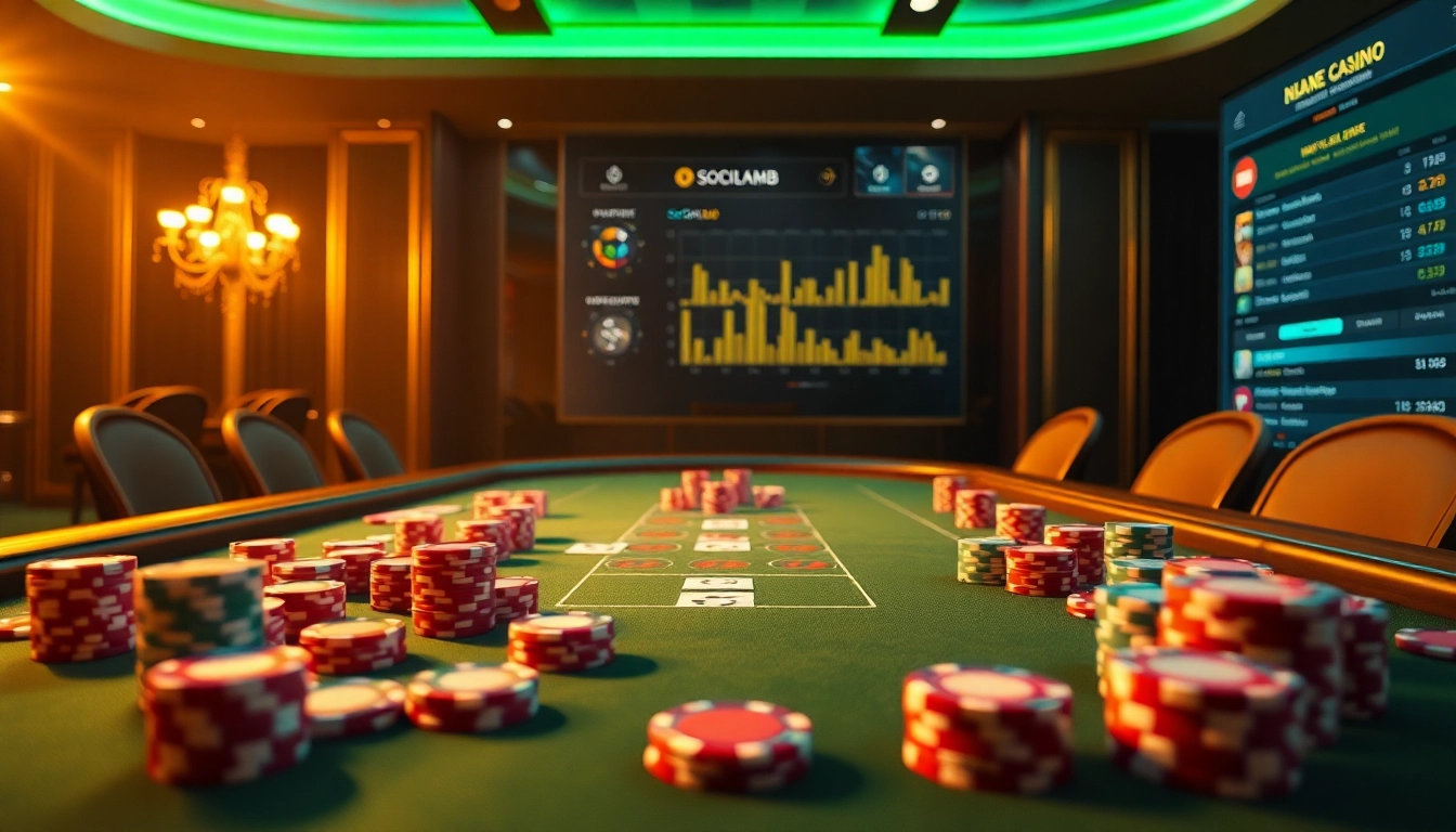 Savor the thrill of gaming with a captivating casino scene inspired by https://socolive.mobi/, featuring poker chips and cards.