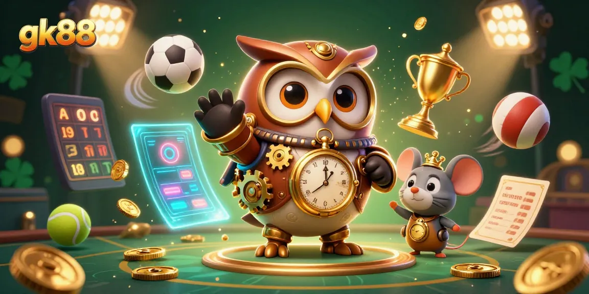 Place bets at gk88 with vibrant casino elements in a dynamic, 3D illustration.
