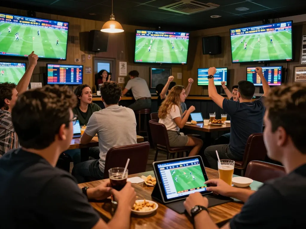 Soi kèo brazil betting interface displayed during an exciting sports betting night at the bar.