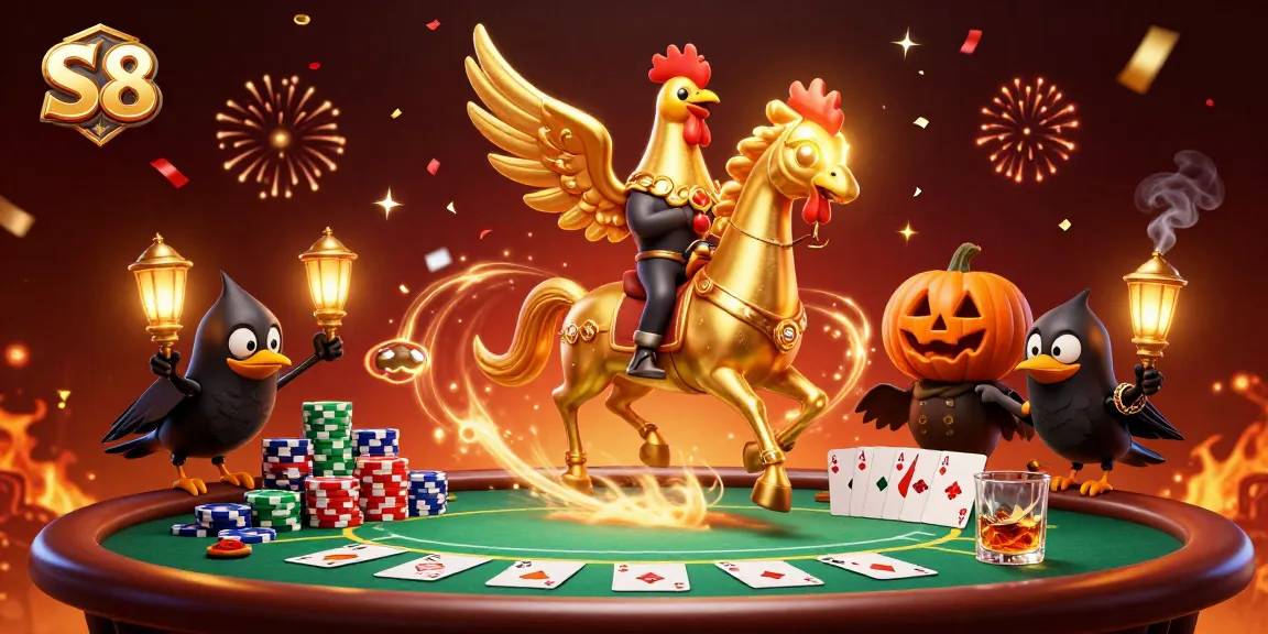 S8 delivers electrifying casino excitement with a golden rooster headless horseman and poker elements.