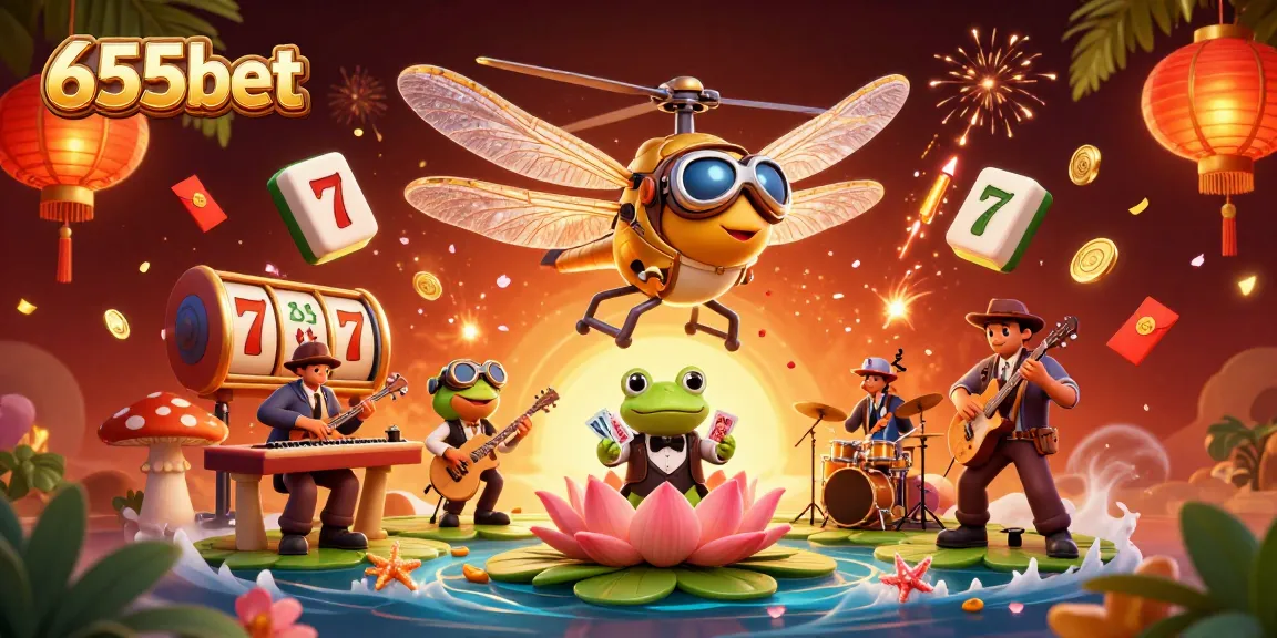 Experience thrilling gambling action with 655bet in an ultra-detailed casino scene featuring unique characters.