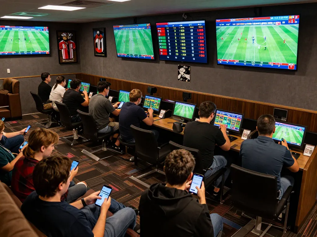 Exciting kèo bóng đá betting scene filled with enthusiastic bettors placing wagers in a modern sportsbook.