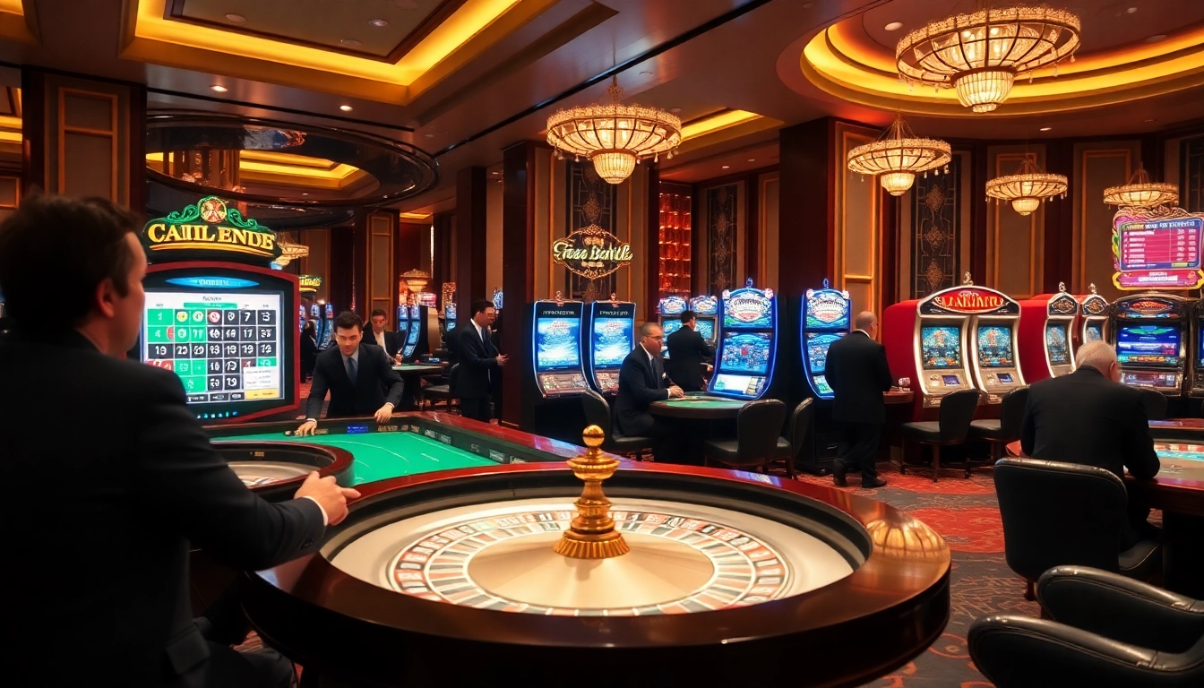 Engaging casino scene showcasing vibrant gambling activities at https://nhatvip.meme/ with excited players and classic games.