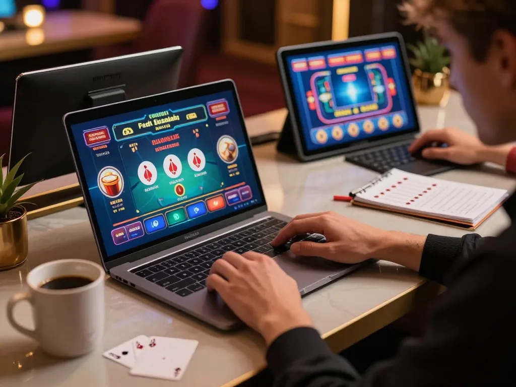 Engaging in cm88 social online gaming with stylish setups showcasing poker and betting strategies
