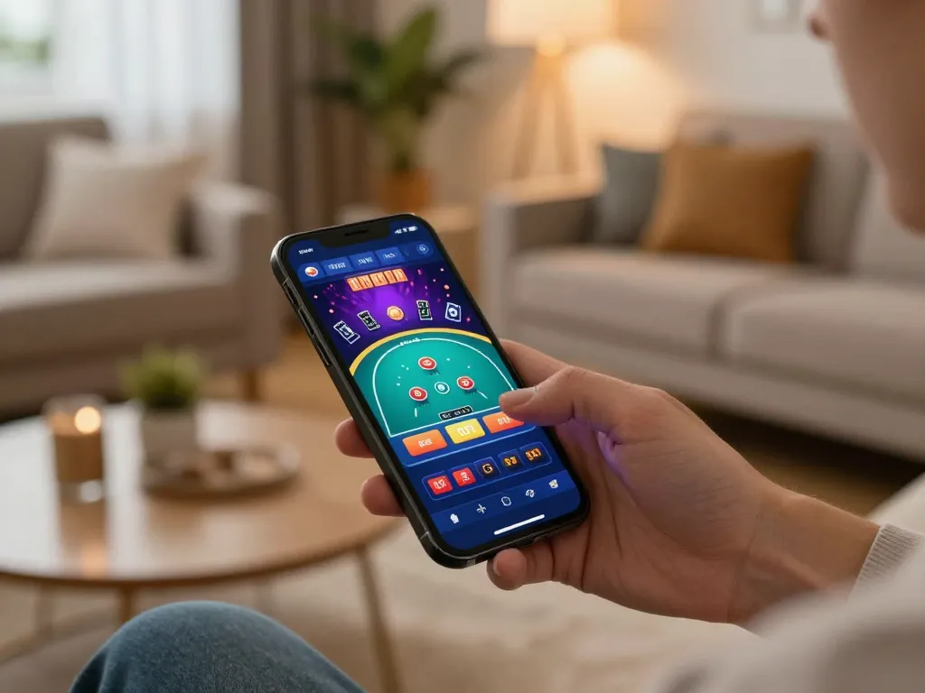 Navigating the NK88 casino app on smartphone for engaging live dealer games in a cozy atmosphere