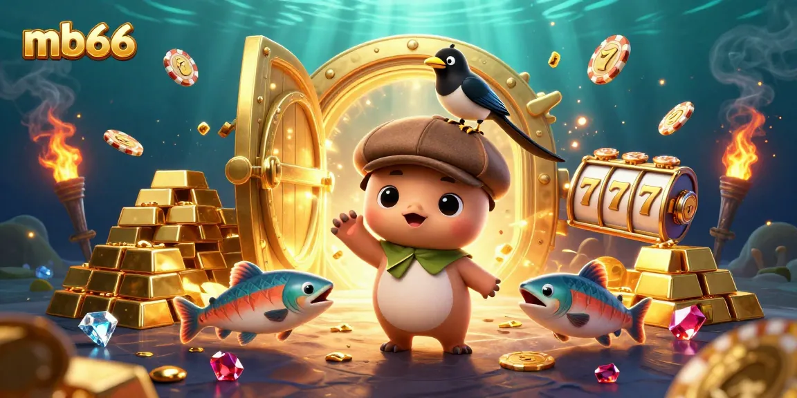 Experience the thrill of mb66 casino slots with a vivid underwater treasure scene.
