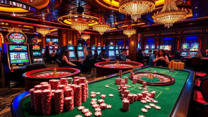 Experience the thrill of winning at https://s666hn.com/, with vibrant casino tables and colorful poker chips.