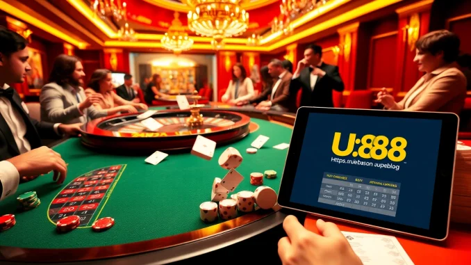 Experience the excitement of gaming at https://uu88.blog/ with a lively roulette table scene.