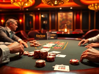 Exciting poker gameplay at a UU88 casino, showcasing luxury and high stakes action.