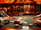 Exciting poker gameplay at a UU88 casino, showcasing luxury and high stakes action.