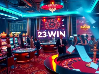 Experience the excitement of 23WIN's luxury casino atmosphere featuring engaging games and vibrant players.