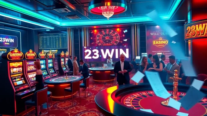 Experience the excitement of 23WIN's luxury casino atmosphere featuring engaging games and vibrant players.