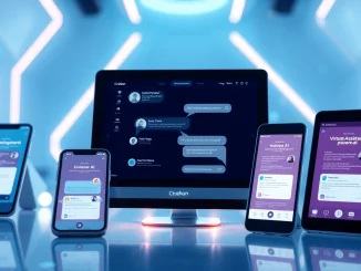 Interactive AI conversation with Crushon app on modern devices, showcasing technology's friendly interface.