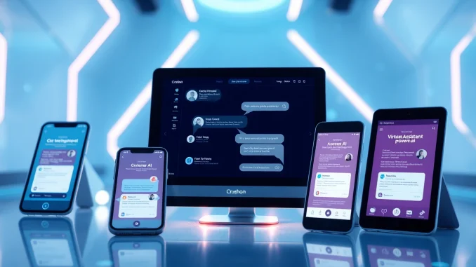 Interactive AI conversation with Crushon app on modern devices, showcasing technology's friendly interface.