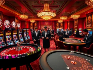 Players enjoying an engaging gaming experience at Hi88 casino tables, displaying vibrant roulette wheels and poker chips.