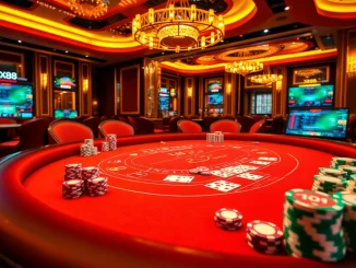 Baccarat table action at XX88 with players, colorful chips, and immersive online gambling atmosphere.