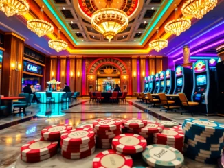 Engaging scene at trang chủ tt88 with poker tables, roulette wheel, and vibrant casino ambiance.