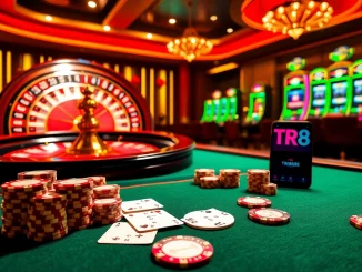 Players engage at the luxurious TR88 casino table, placing bets on poker and roulette.
