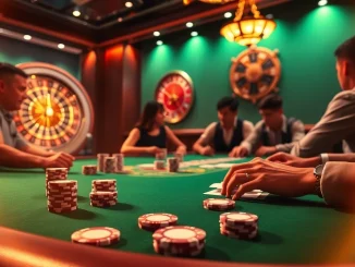 Action-packed poker game at 789BET casino with players strategizing their moves.