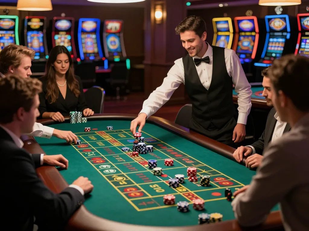 Experience the thrill of roulette at man88a in a vibrant casino atmosphere with engaged players.